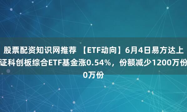 股票配资知识网推荐 【ETF动向】6月4日易方达上证科创板综合ETF基金涨0.54%，份额减少1200万份