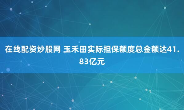 在线配资炒股网 玉禾田实际担保额度总金额达41.83亿元